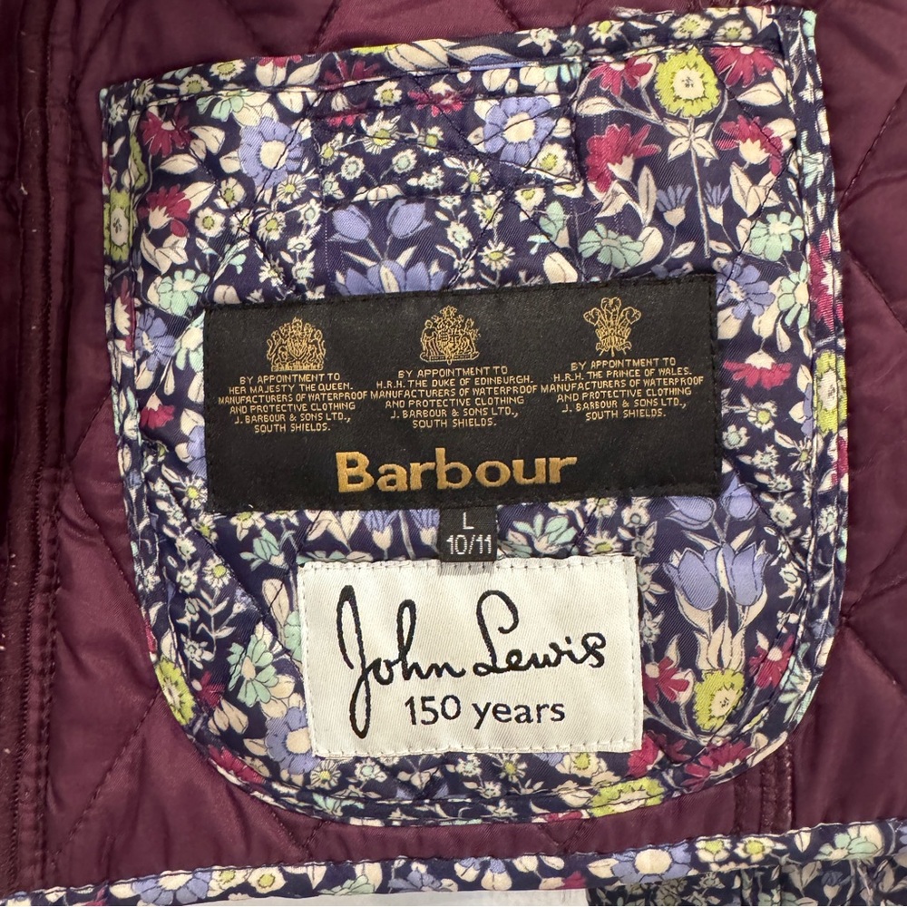 Barbour Girls Purple Floral Quilted Daisy Liddesdale Jacket size L 10/11 - Picture 5 of 7